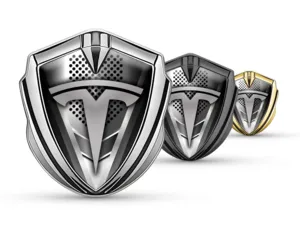 Tesla Emblema Metal Insignia Maestro Esquema Acero Inox Borde